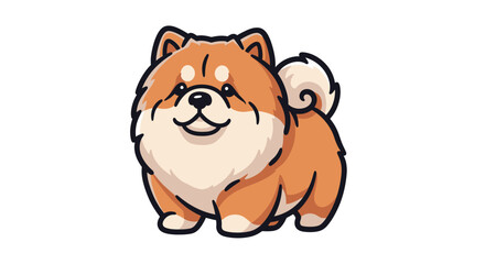 Obraz premium Adorable Fluffy Cartoon Dog Vector Illustration Isolated