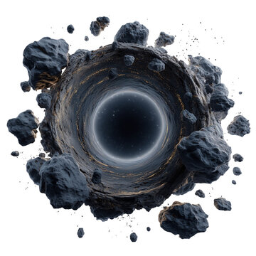 A mesmerizing abstract celestial anomaly with swirling dark matter. isolated on transparent background