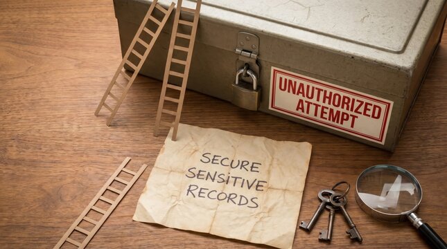Secure Sensitive Records, Warning Unauthorized Attempt, Scam Awareness