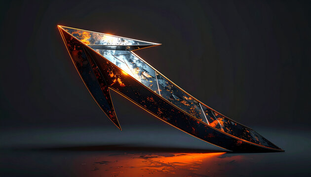 Glowing metallic lightning bolt shape with orange light reflection