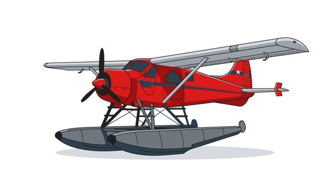 Red seaplane illustration