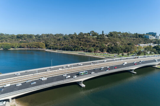 Aerial View Over Narrows Bridge Swan River Perth