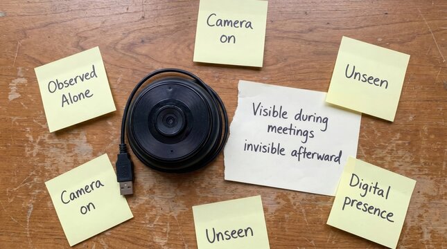 Webcam and Notes Reflecting Remote Work Loneliness