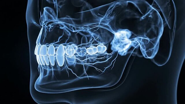 3D Medical Visualization of Human Skull and Dental Anatomy Highlighting Teeth for Health and Educational Purposes