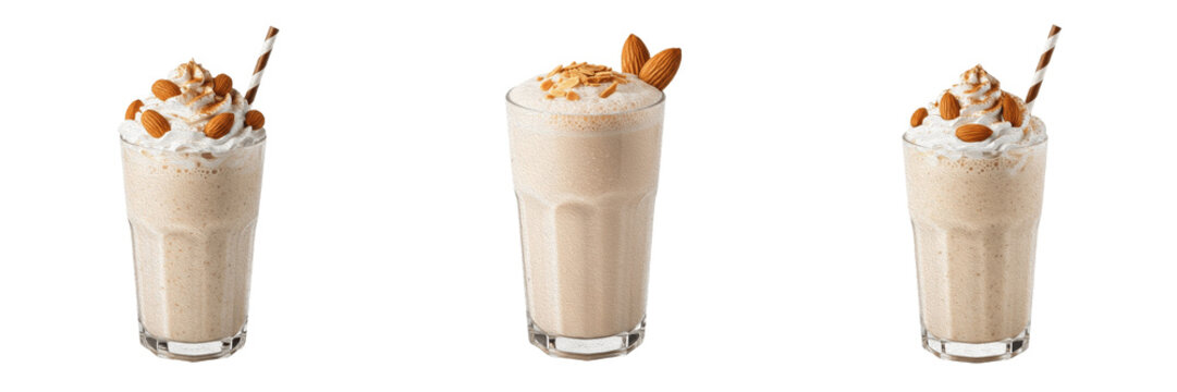 Almond chilled shake liquid extract showcasing organic plant emulsion parameters, distinct cellular taxonomy traits, botanical fluid properties, food nutrition elements within culinary drink archives.