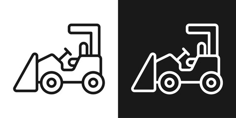 Fototapeta premium Tow Truck Icon In Black And White Line Style