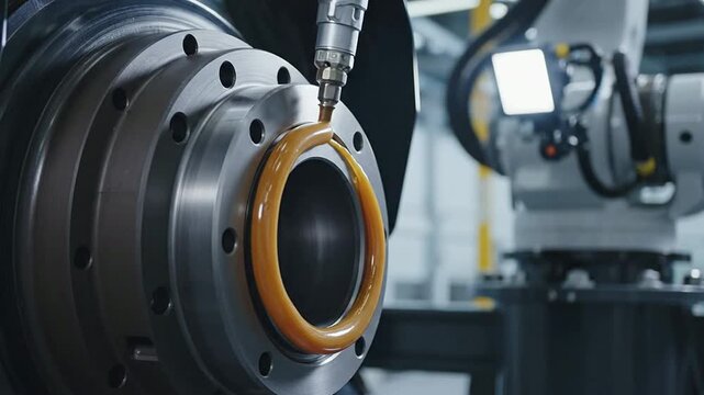 Advanced Robotic Technology Performing Precision Machining on Industrial Components in Manufacturing Environment