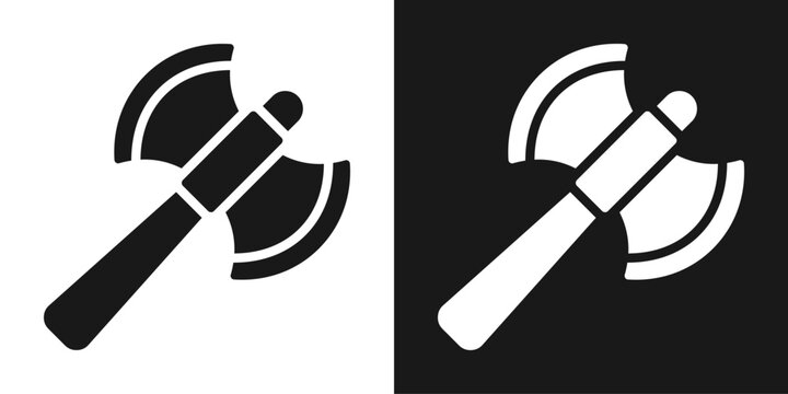 Double Axe Icon In Black And White Glyph Style