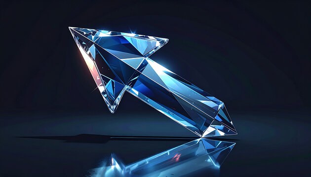Large diamond crystal gemstone on reflective surface