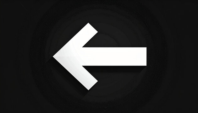 White arrow pointing left on black background