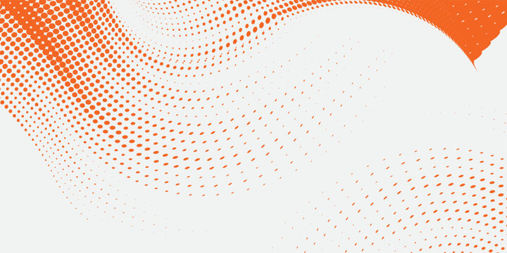 Abstract speed line style orange halftone banner design template. white and orange halftone dot pattern with grunge texture. Sporty style white and orange dot pop art comic, Modern.