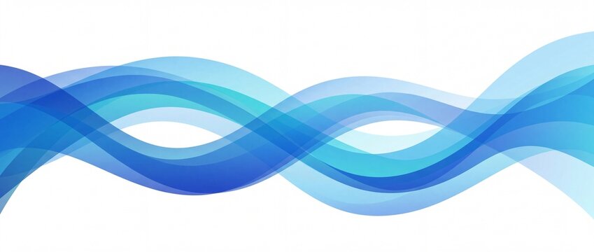 Dynamic abstract blue flowing waves with transparent overlapping layers ideal for modern technology backgrounds or fluid design elements