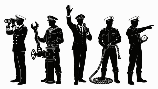 Naval Personnel Silhouette Clipart Set