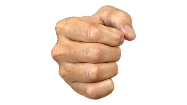 Clenched fist punching or holding tight isolated on transparent background