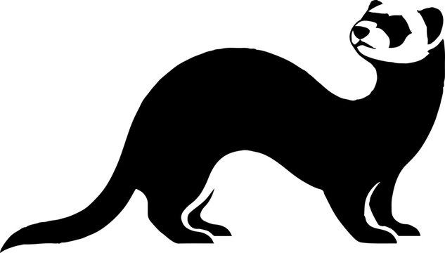 Ferret silhouette standing alert in side profile