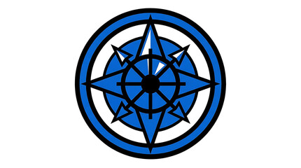 Obraz premium Blue Nautical Compass Rose Icon Isolated on White Background
