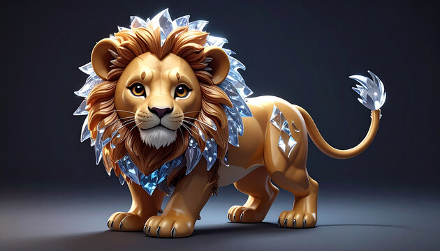 Majestic lion with crystal mane and tail