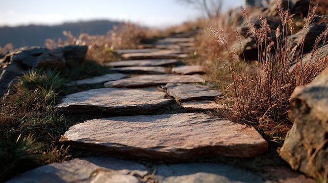 Grey Bluestone Country Path, Quiet Rural Stone Trail Widescreen Landscape