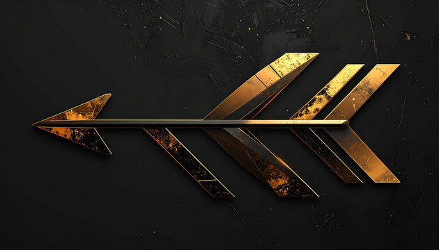 Golden Arrow Pointing to the Right on Dark Background