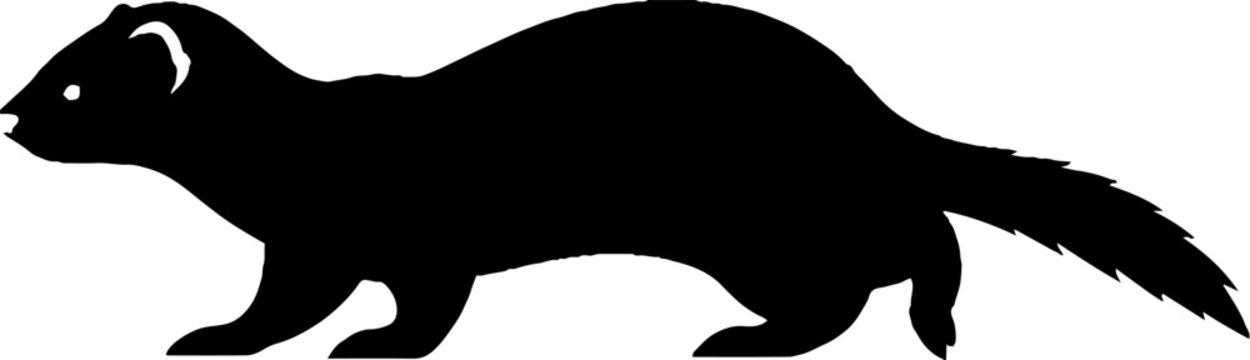 Mink or weasel silhouette in side profile