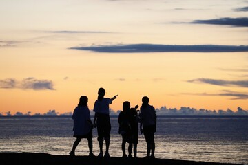 Fototapeta premium high school girls watching sunset