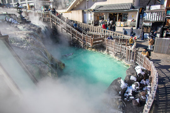 Kusatsu Onsen, a famous hot spring in Gunma Prefecture, Japan