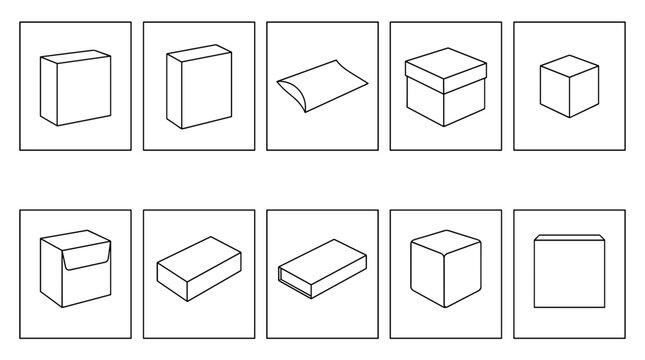 Set of simple 3d geometric shapes including cubes and rectangular prisms