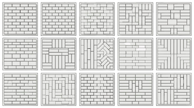 Collection of various brick wall patterns for construction design