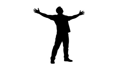 Man silhouette with open arms symbolizing freedom triumph praise and personal growth vector illustration © abdul