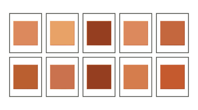 Collection of nine square color swatches in warm earthy tones