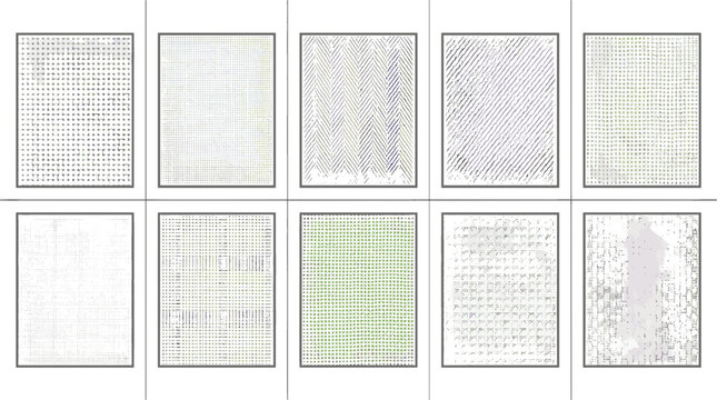 Collection of pixelated and corrupted digital data images
