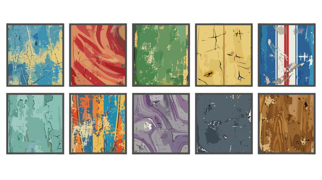 Set of ten vintage grunge textured backgrounds with distressed effects