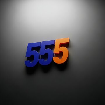 Three Dimensional Numbers 555 Representing Triple Five Concept.