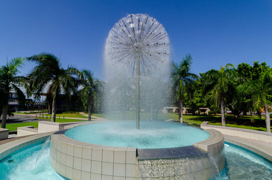 The iconic thistle fountain, located in front of the Mackay Regional Council building