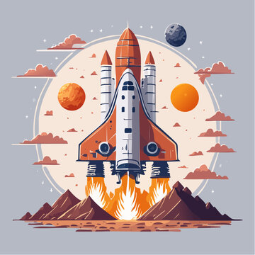 Space Shuttle Launching from Alien Planet