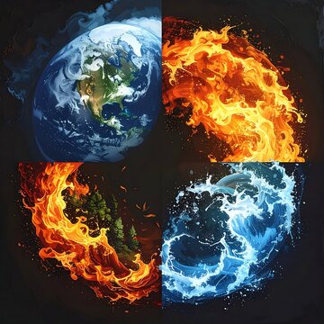 Earth from space with fire and ice.