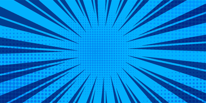 Abstract background cartoon comic zoom lines with halftone pattern. vector illustration