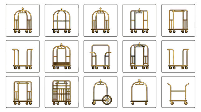 Set of vintage brass door handles and knobs with ornate design