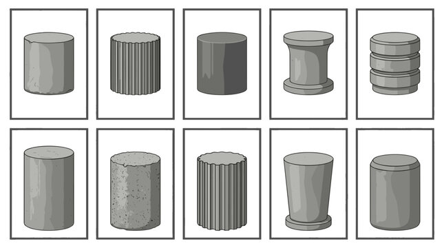 Collection of various cylindrical objects with different textures and sizes
