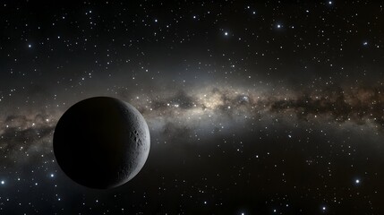 Naklejka premium Dark planet in space, with milky way galaxy background