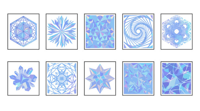 Collection of various intricate snowflakes with detailed patterns