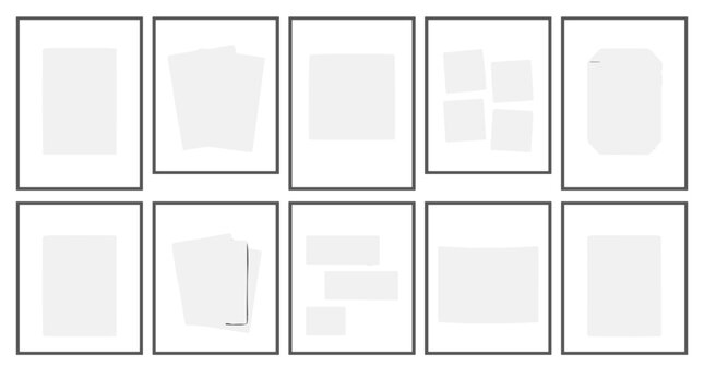 Set of blank white paper sheets and envelopes