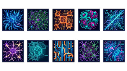 Collection of colorful abstract digital illustrations with vibrant designs © Luan