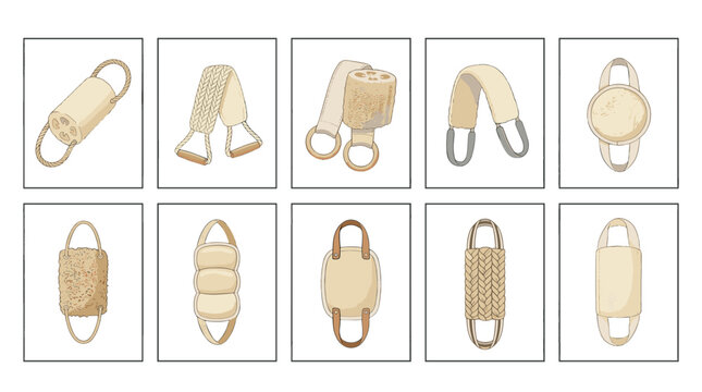 Collection of beige baby clothing and accessories