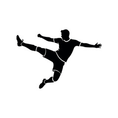 Obraz premium Dynamic Football Player Air Kick Action Silhouette Vector