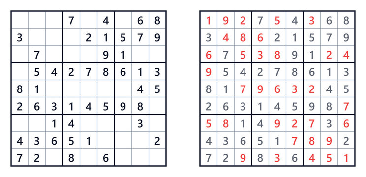 Sudoku puzzle grids with solved and unsolved sections displayed  