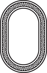 Obraz premium Vector black monochrome stencil oval classic byzantine ornament. Circle, ring, border, Ancient Greece, Eastern Roman Empire frame. Decoration of the Russian Orthodox Church