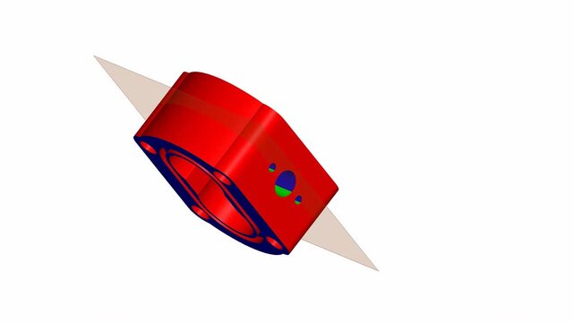 Tooling Split Line Analysis Model of a Mechanical Pump Body housing component.