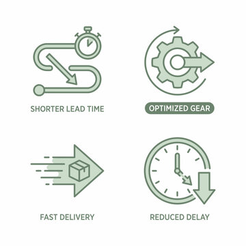 Industrial Efficiency Icons: Speed, Delivery, and Optimization