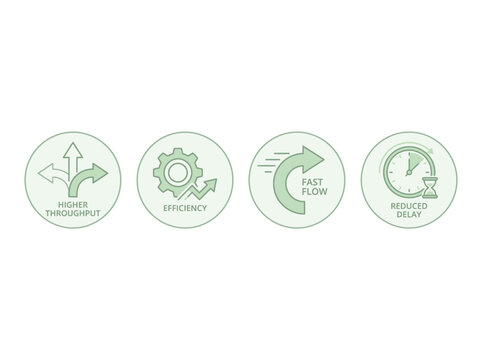 Industrial Efficiency Icons for Throughput and Flow Improvement
